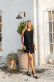 Velvette Mini Button Down Dress - Black