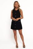 Velvette Mini Button Down Dress - Black