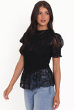 Adeline Peplum Top - Black
