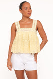 Aideen Eyelet Top - Pale Yellow