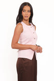 Ailis Denim Vest Top - Dusty Pink