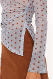 Annora Asymmetrical Mesh Top - Blue Dot