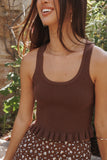 Berenice Ruffle Hem Knitted Top - Brown