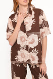 Bernadine Short Sleeve Shirt - Brown Floral