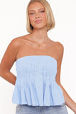 Cagnes Strapless Peplum Top - Blue