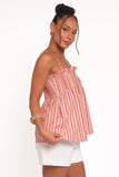 Carson Pleated Top - Peach Stripe