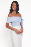 Charama Off Shoulder Knit Top - Blue
