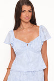 Clodagh Textured Flutter Top - Powder Blue