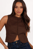 Daniella Linen Vest - Chocolate Brown