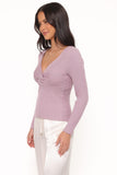 Demi Twist Detail Knit Top - Lavender