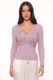 Demi Twist Detail Knit Top - Lavender