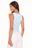 Emmeline Twist Front Top - Pale Blue