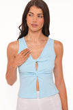 Emmeline Twist Front Top - Pale Blue