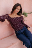 Greta Top - Burgundy Floral