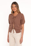Koskie Tie Knit Top - Chocolate
