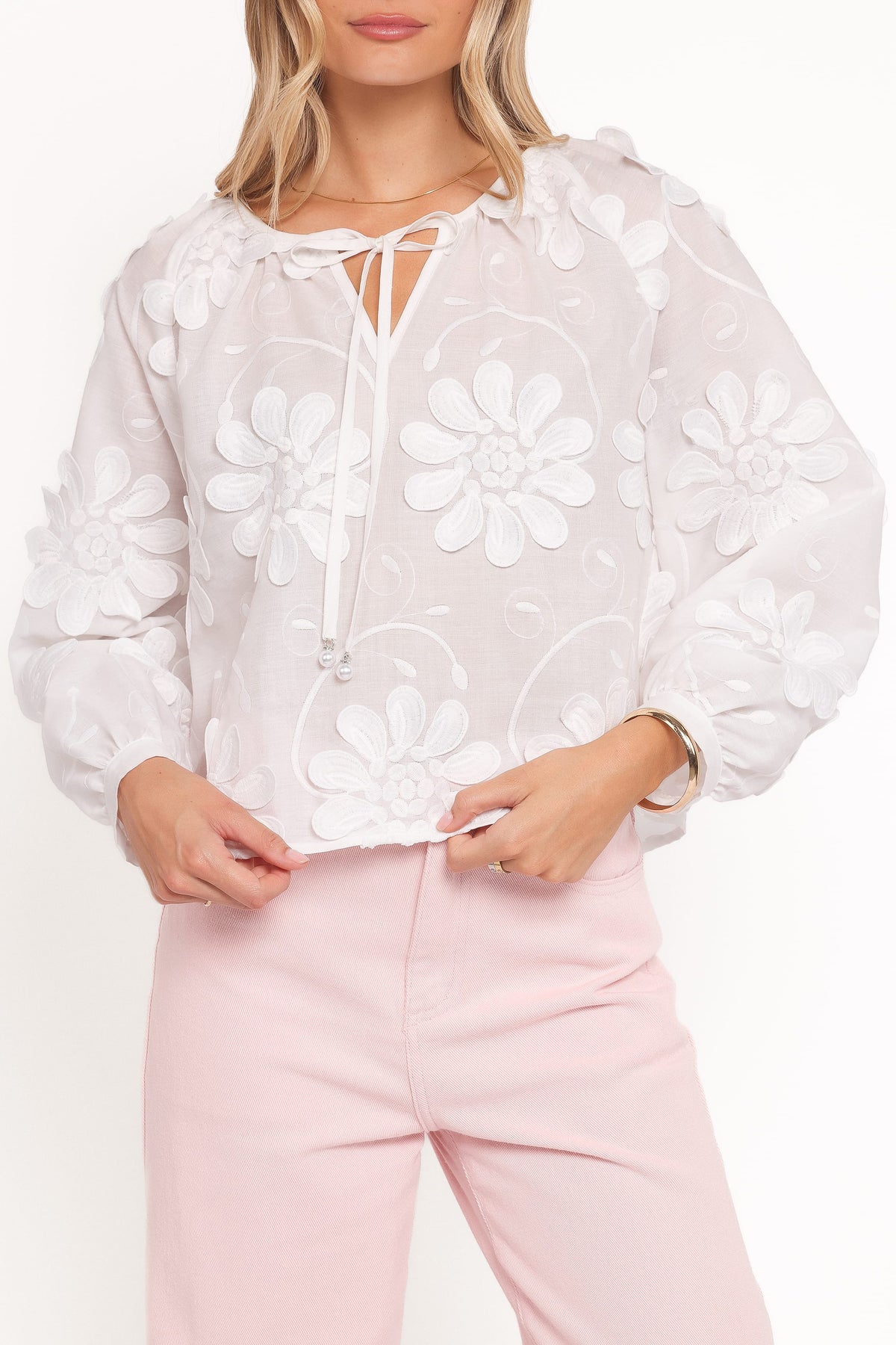 Leire Embroidered Blouse - White