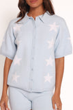 Lela Knitted Shirt - Light Blue Stars