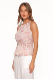 Limona Peplum Top - Blurred Pink Floral