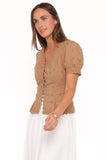 Lorraine Eyelet Top - Brown
