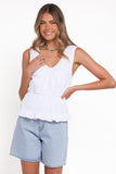 Lucilla Shirred Waist Top - White