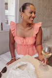 Melissa Peplum Top - Coral