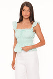 Melissa Peplum Top - Sage