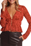 Monica Long Sleeve Top - Red Roses