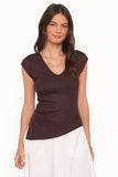 Tori Side Cinch Knitted Top - Chocolate Brown