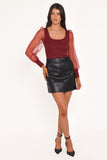 Wesson Sheer Sleeve Top - Merlot