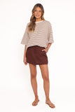Wilda Oversized Tee - Cream Tan Stripe