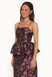 Allegro Peplum Top - Plum Brocade