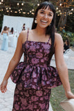 Allegro Peplum Top - Plum Brocade