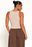 Berenice Ruffle Hem Knitted Top - Beige