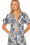 Jensen Scallop Hem Top - Blue Floral