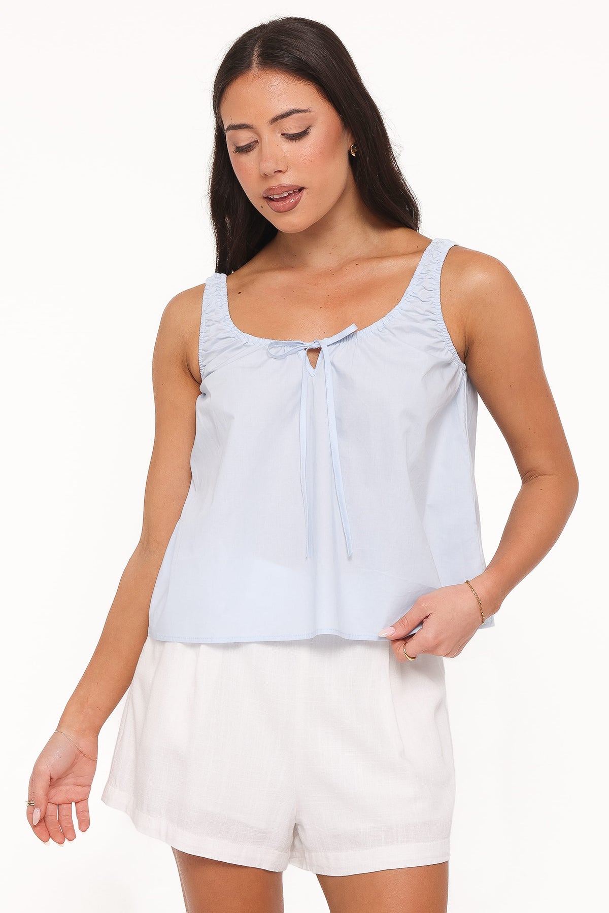 Lawrence Tie Scoop Top - Light Blue