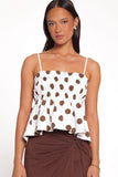 Yvaine Babydoll Top - Brown Polka Dot