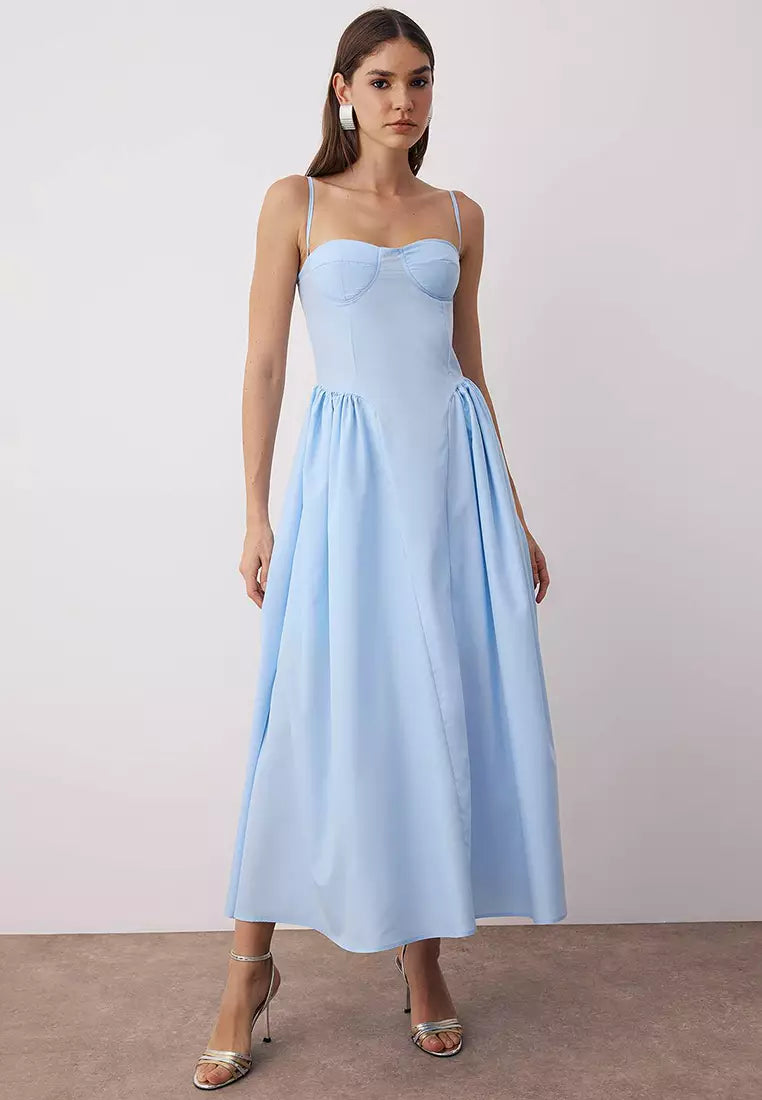 Trendyol Pink A-Line Poplin Woven Midi Dress