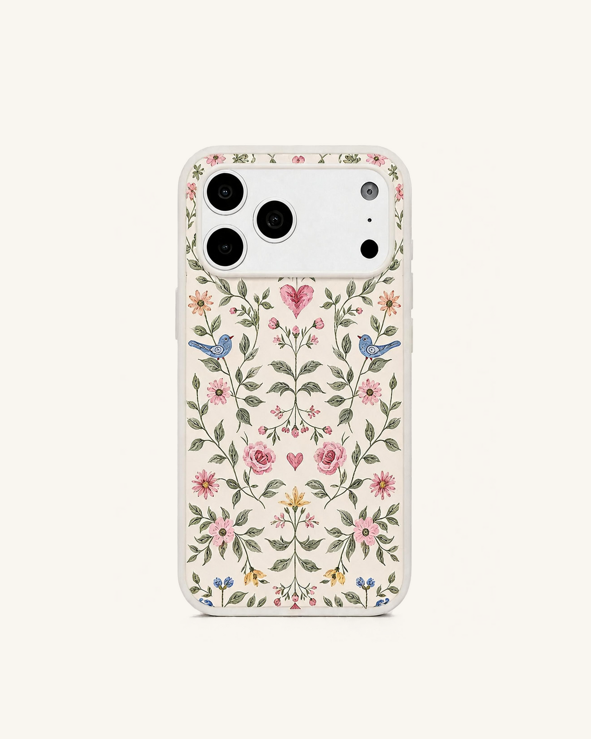 Vintage Romance Floral Bird Phone Case - White
