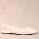 Rumi Beaded White Flat Shoe